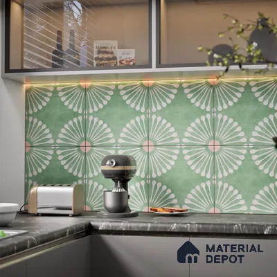 Floral Wall Tile TL 07245 B Plana 4004 Granula 1 ft x 1 ft Ceramic Matte Finish - 9 mm  | 2 mm Spacer is Mandatory | Please Expect a Slight Variation of Pattern (Sample)